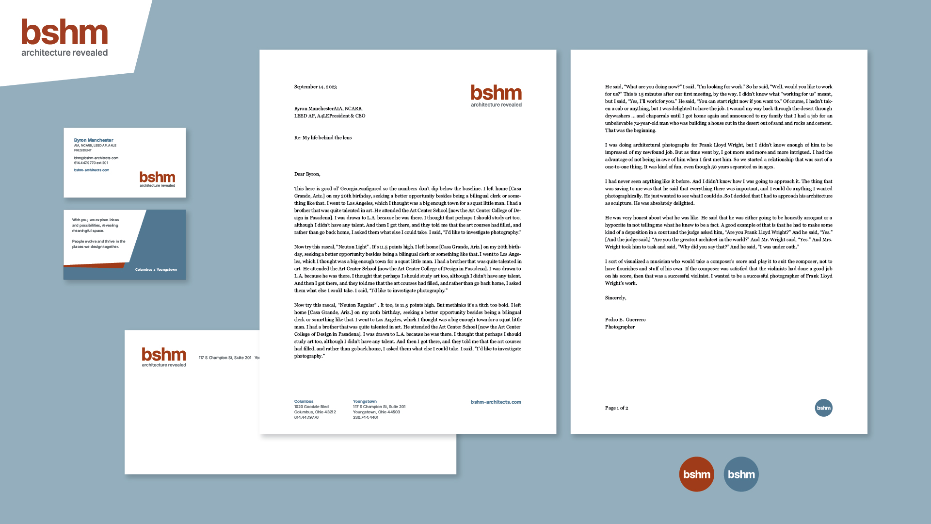 BSHM Architects brand identity mockup